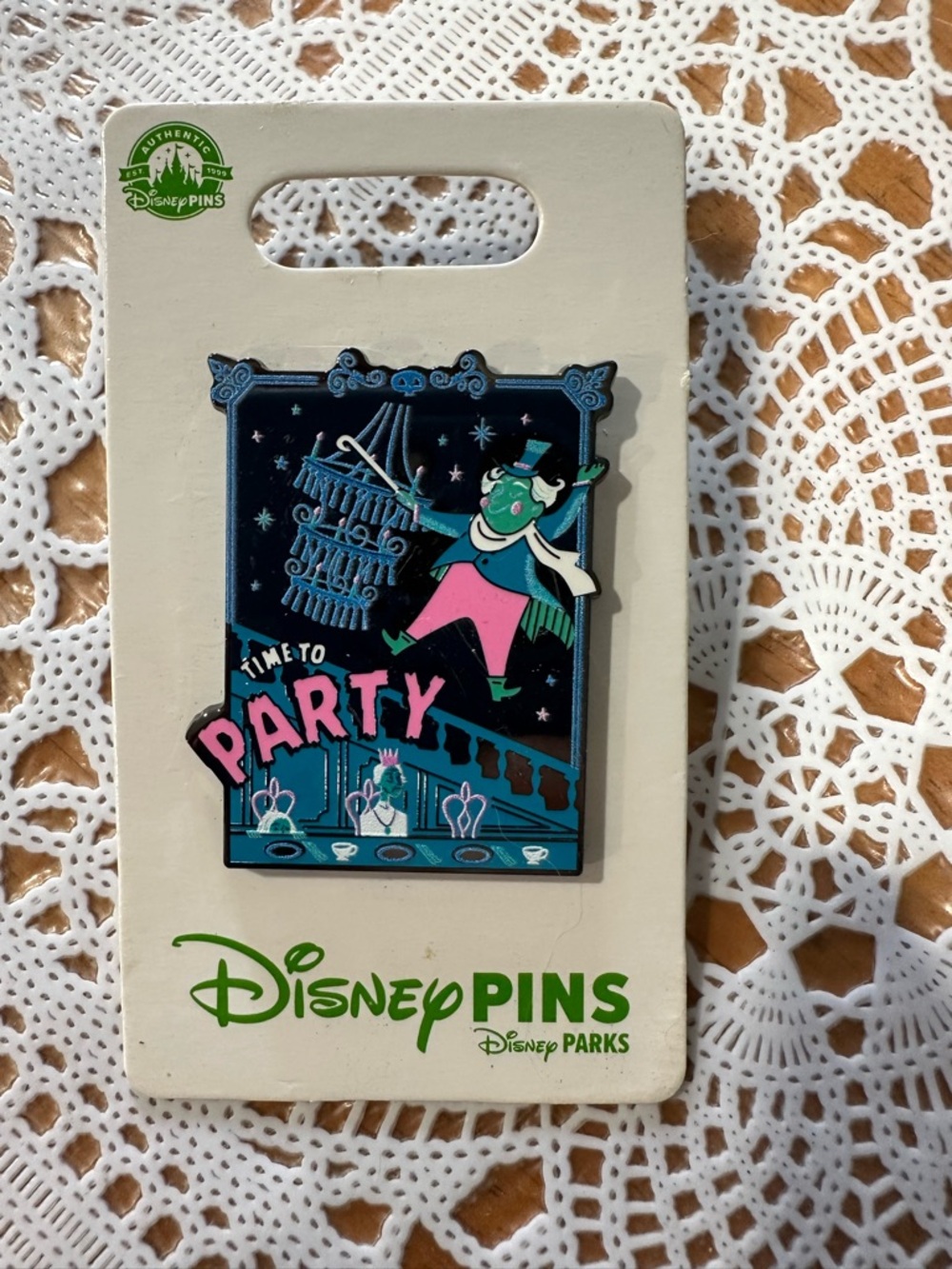 Disney Haunted Mansion 'Time to Party' Enamel Pin - Pink & Teal & Black